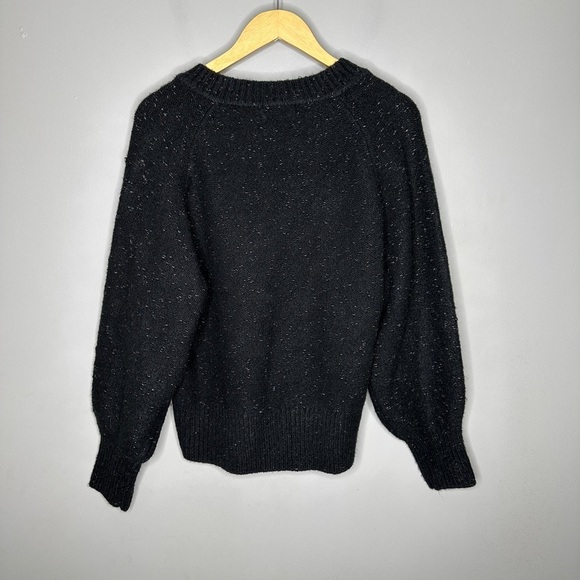 KARL LAGERFELD PARIS Metallic Split-Neck Sweater - Picture 8 of 8